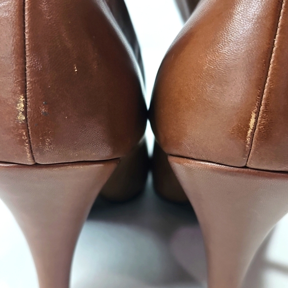 Nine West Soft Brown Leather Heeled Boots with Ruched Design Size 9.5 - Picture 9 of 9